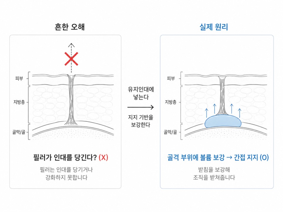 필러가 골격 부위를 보강해 간접 지지하는 원리