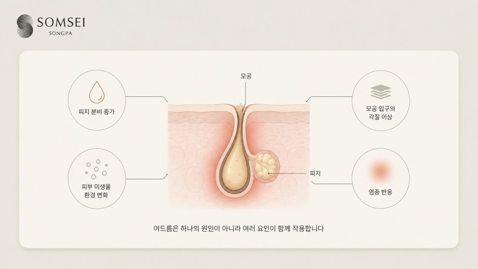 여드름에 관여하는 여러 요인