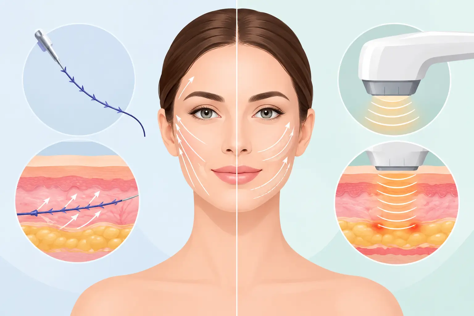 Thread Lift Versus Ultrasound Lifting Compared
